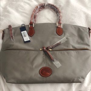 Nylon Large Pocket Satchel Grey Brand New w/ tags